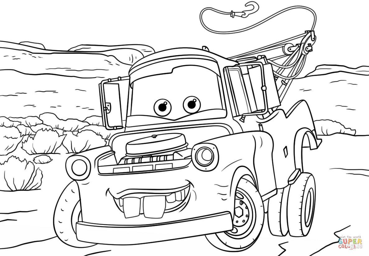 Cars 3 Printable Coloring Pages
 Tow Mater from Cars 3 coloring page