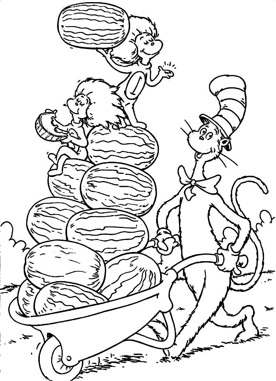 Cat And The Hat Coloring Pages
 Free Printable Cat in the Hat Coloring Pages For Kids