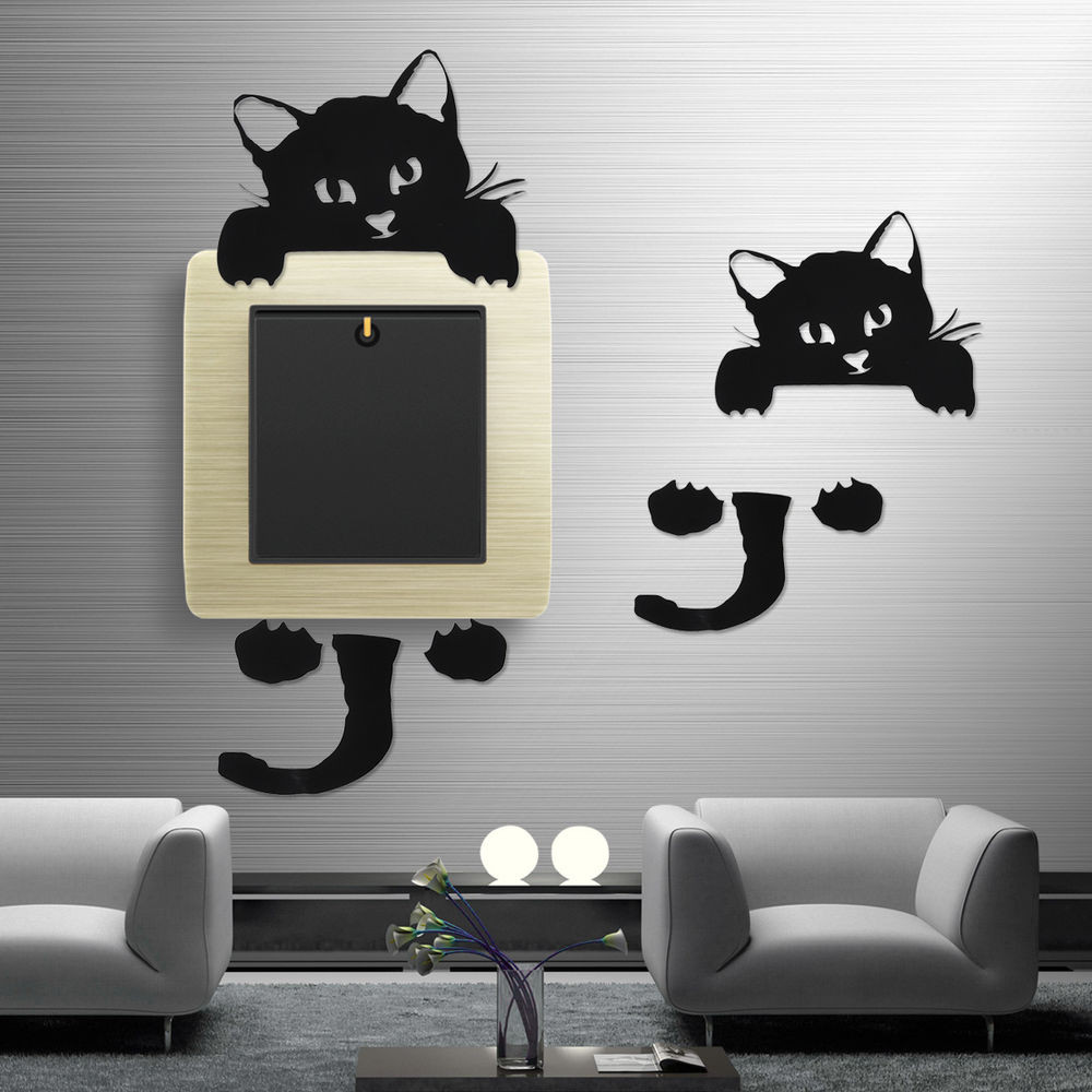 Best ideas about Cat Wall Art
. Save or Pin Black Cute Cat Wall Stickers Light Switch Decor Decals Art Now.