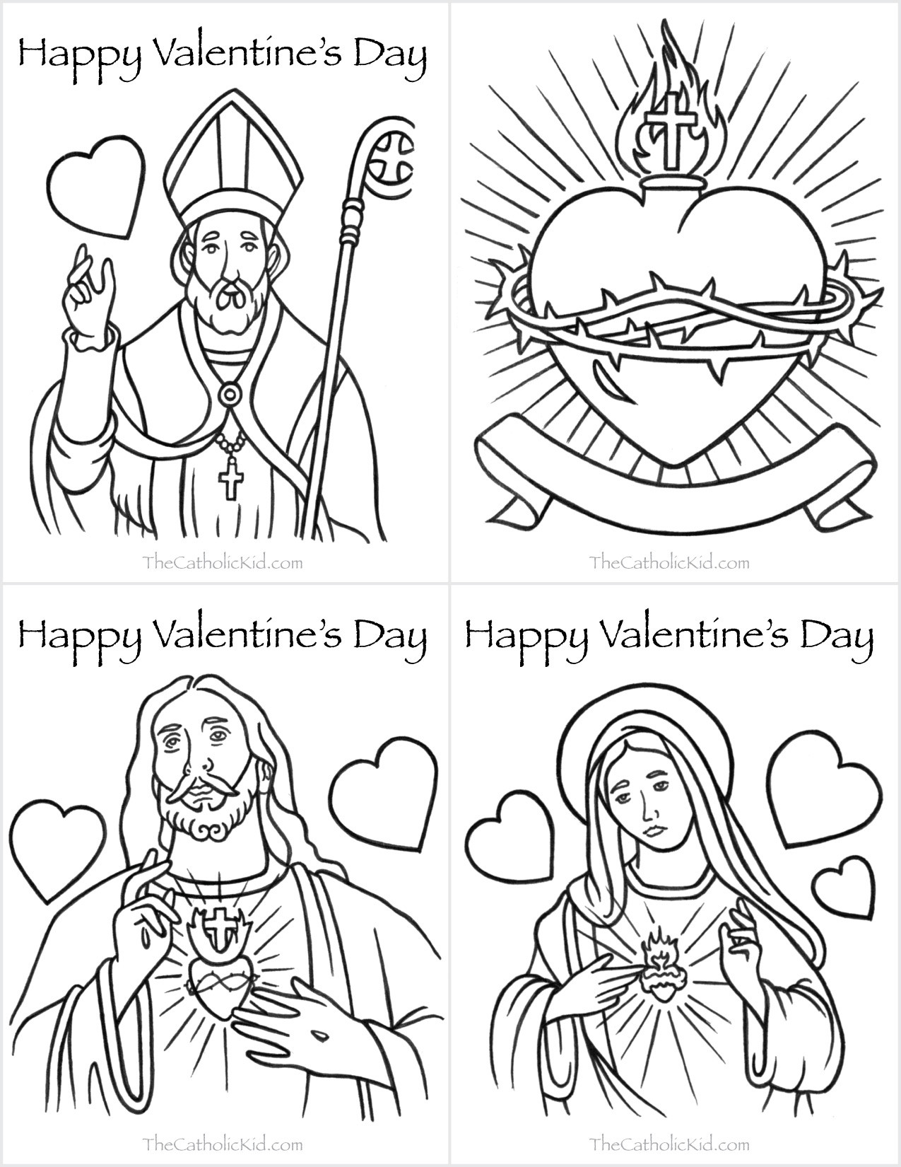 Catholic Coloring Book Pages
 Catholic Valentine s Day Cards to Color TheCatholicKid