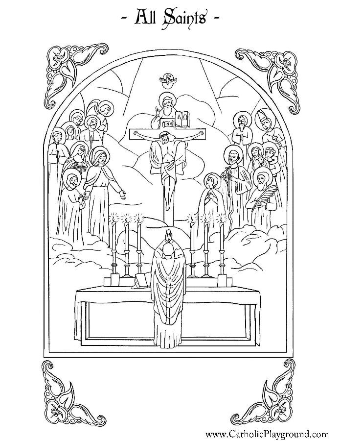 Catholic Coloring Book Pages
 All Saints Coloring Page Catholic Playground