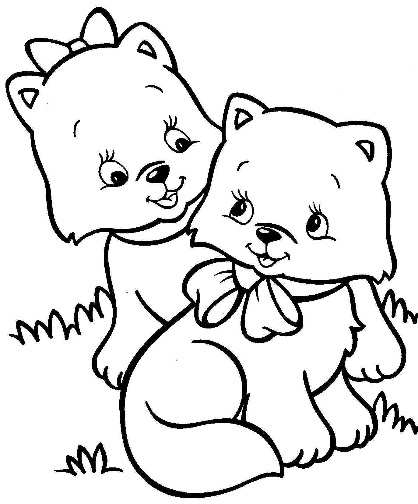 Cats Coloring Pages For Kids
 Pet Cat Coloring Pages Free Printable Pretty Kitty With A