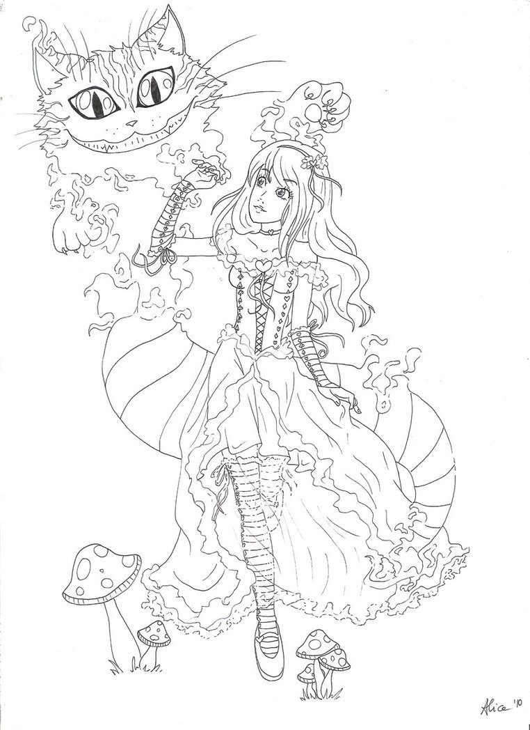 Cheshire Cat Coloring Pages
 Alice Wonderland Cheshire Cat Coloring Pages Sketch