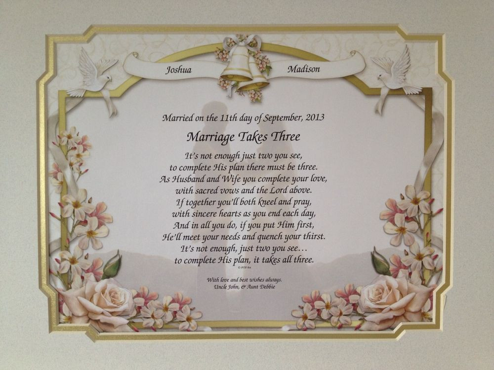 Best ideas about Christian Wedding Gift Ideas
. Save or Pin WEDDING GIFT PERSONALIZED POEM BRIDE GROOM COUPLE Now.