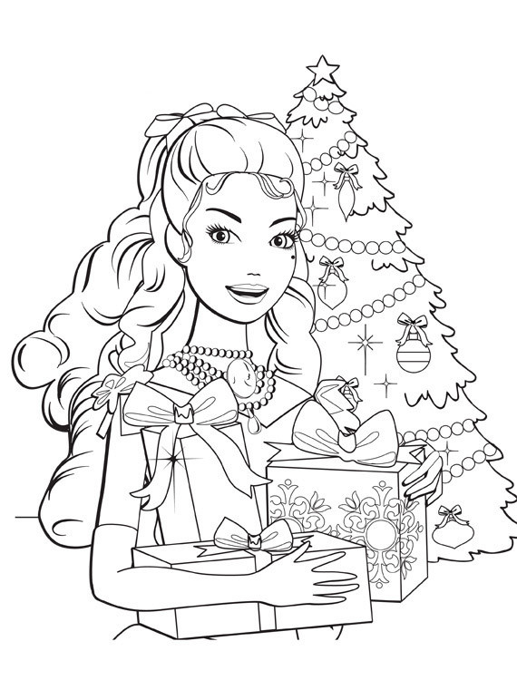 Christmas Coloring Sheets For Girls
 Barbie Christmas Coloring Pages