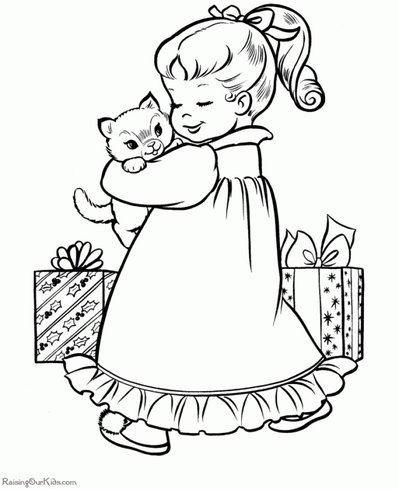 Christmas Coloring Sheets For Girls
 Get This Cute Kitten Coloring Pages Free Printable