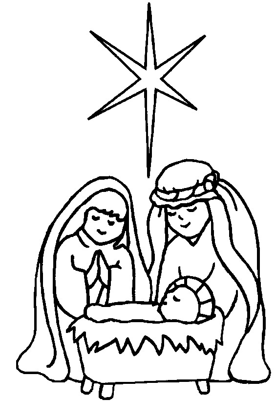 Christmas Nativity Coloring Sheets For Kids
 Children Nativity Scene