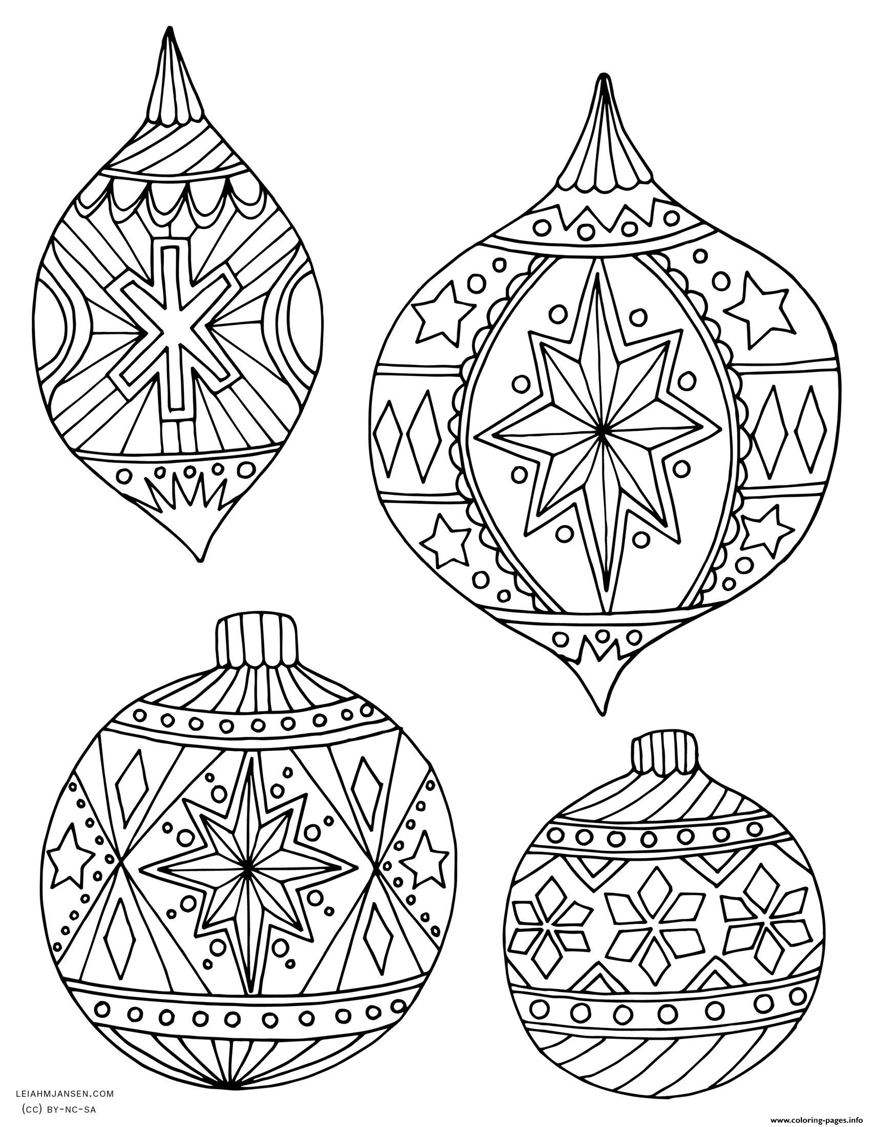 Christmas Ornament Coloring Pages
 Adult Christmas Holiday Ornaments Coloring Pages Printable