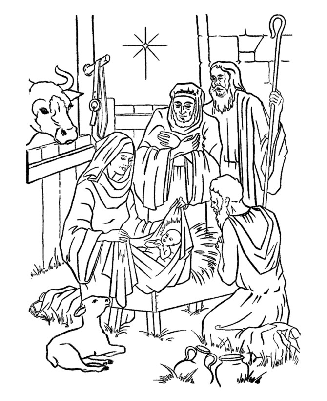 Christmas Religious Coloring Pages For Kids
 Jesus Birth Coloring Pages