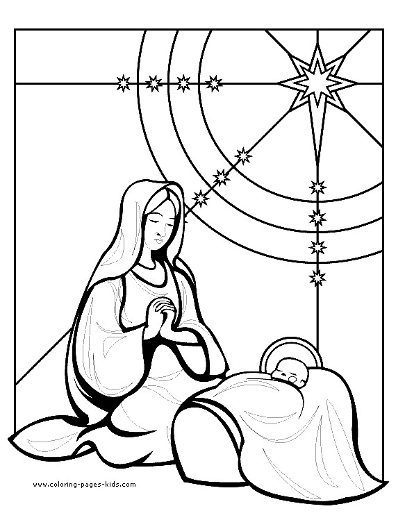 Christmas Religious Coloring Pages For Kids
 Mary and Baby Jesus color page Religious Christmas color