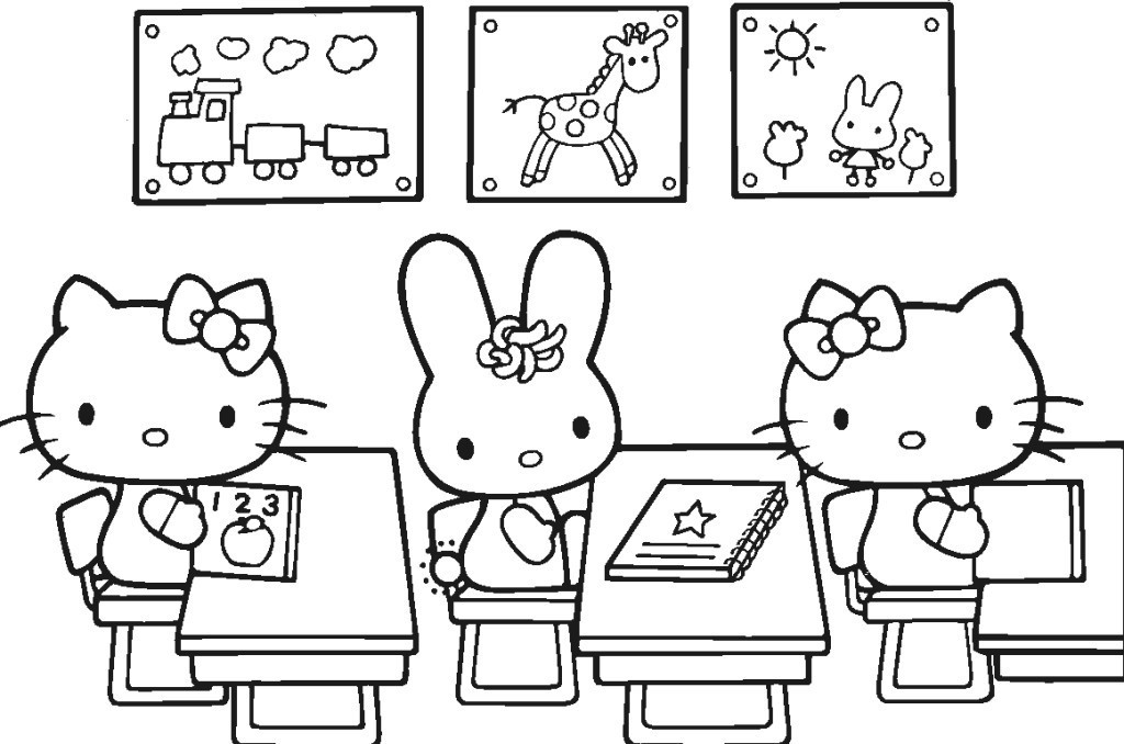 Classroom Coloring Pages
 Hello Kitty Classroom Coloring Pages