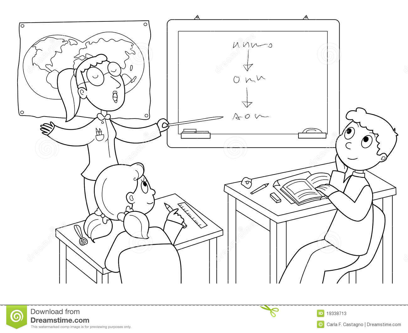 Classroom Coloring Pages
 Classroom stock vector Illustration of child desk