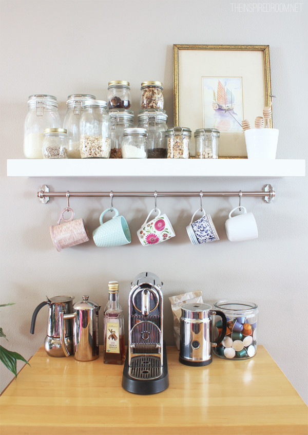 Coffee Mug Rack DIY
 Mug Rack Kitchen Coffee Station The Inspired Room