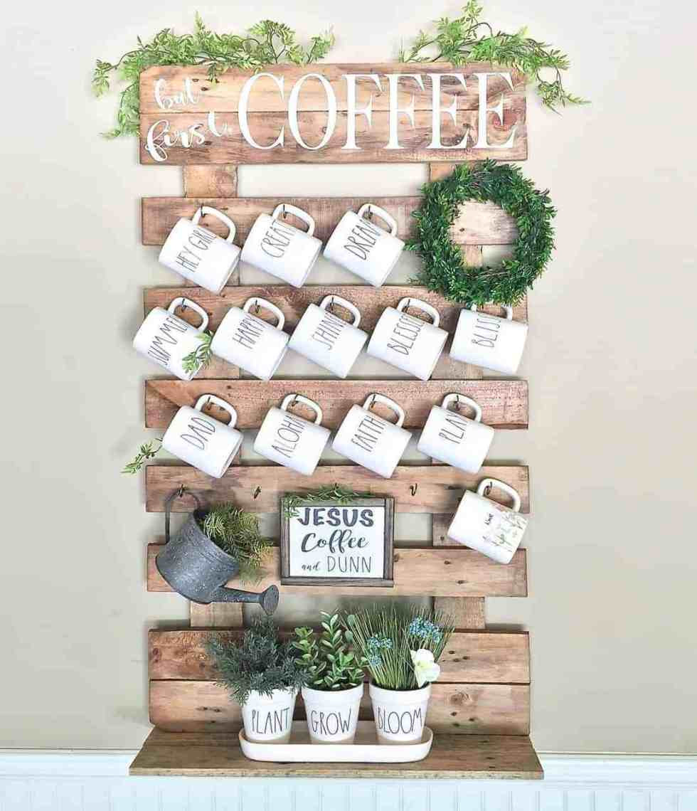 Coffee Mug Rack DIY
 DIY Wall Mug Rack from Wood Pallet