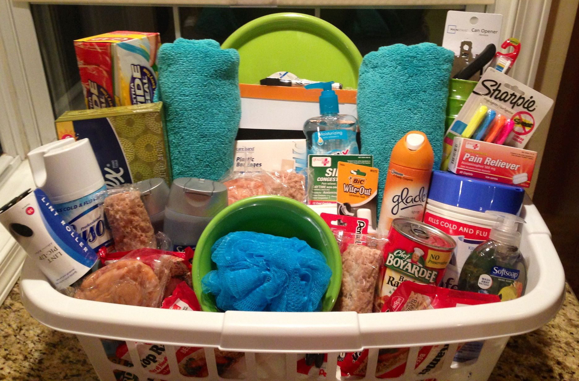 College Gift Baskets Ideas
 An " f to College" Basket I put to her for my step