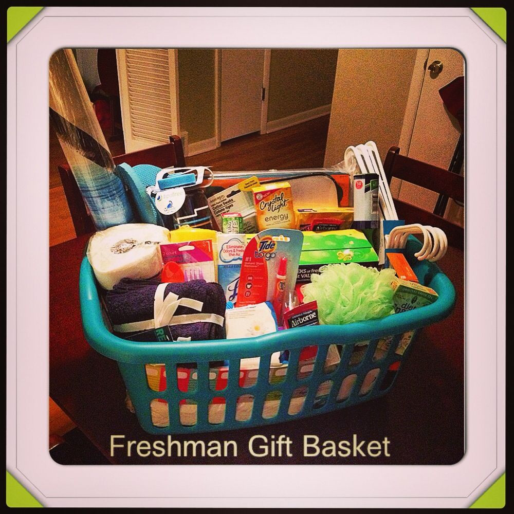 College Gift Baskets Ideas
 The Freshman Gift basket I made for my sister in law It