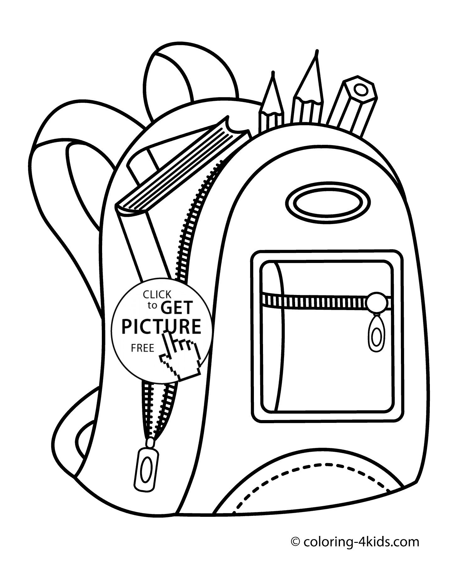 Coloring Book Bag
 Backpack for school coloring page for kids printable free