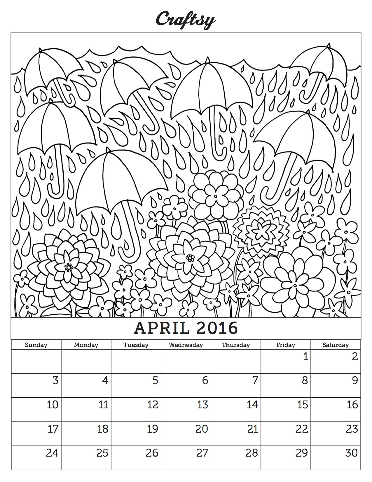 Coloring Book Calendars
 FREE April 2016 Coloring Page Calendar