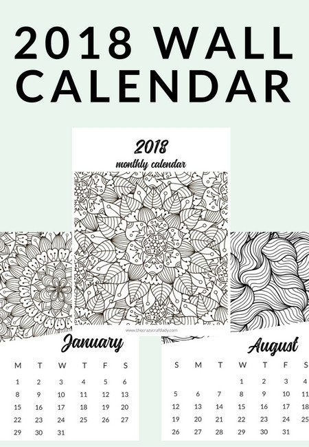 Coloring Book Calendars
 Musings of an Average Mom 2018 calendars to color