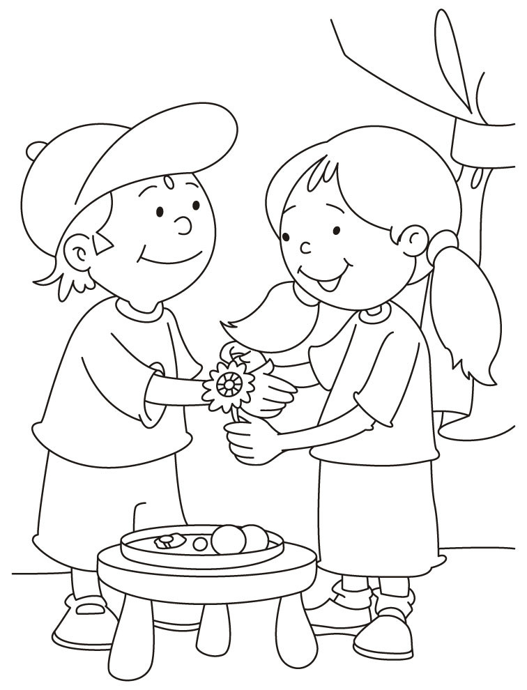 Coloring Book Page
 Raksha Bandhan