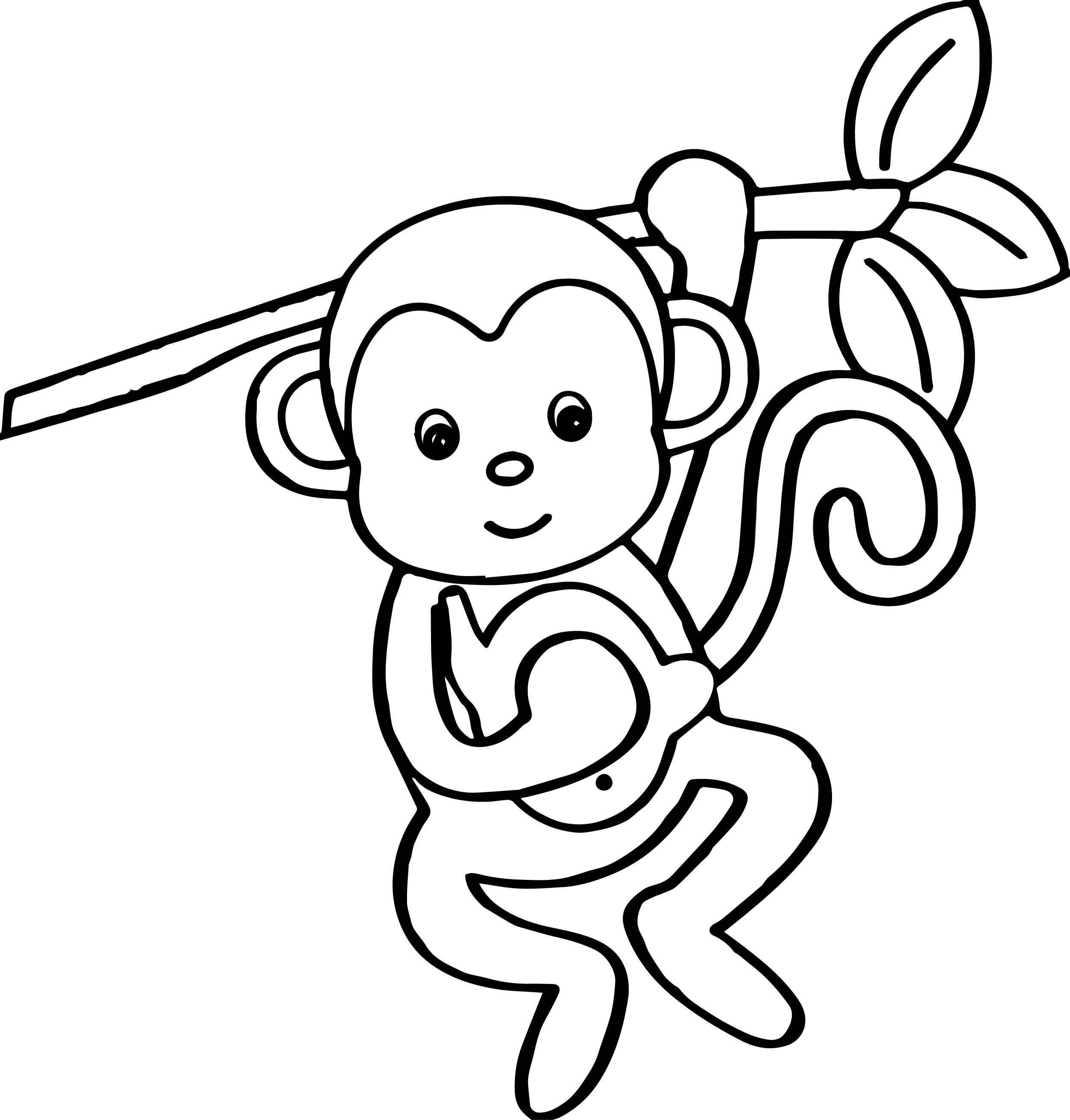 Coloring Book Pages Monkey
 Cartoon Animals Kids Monkey Coloring Page