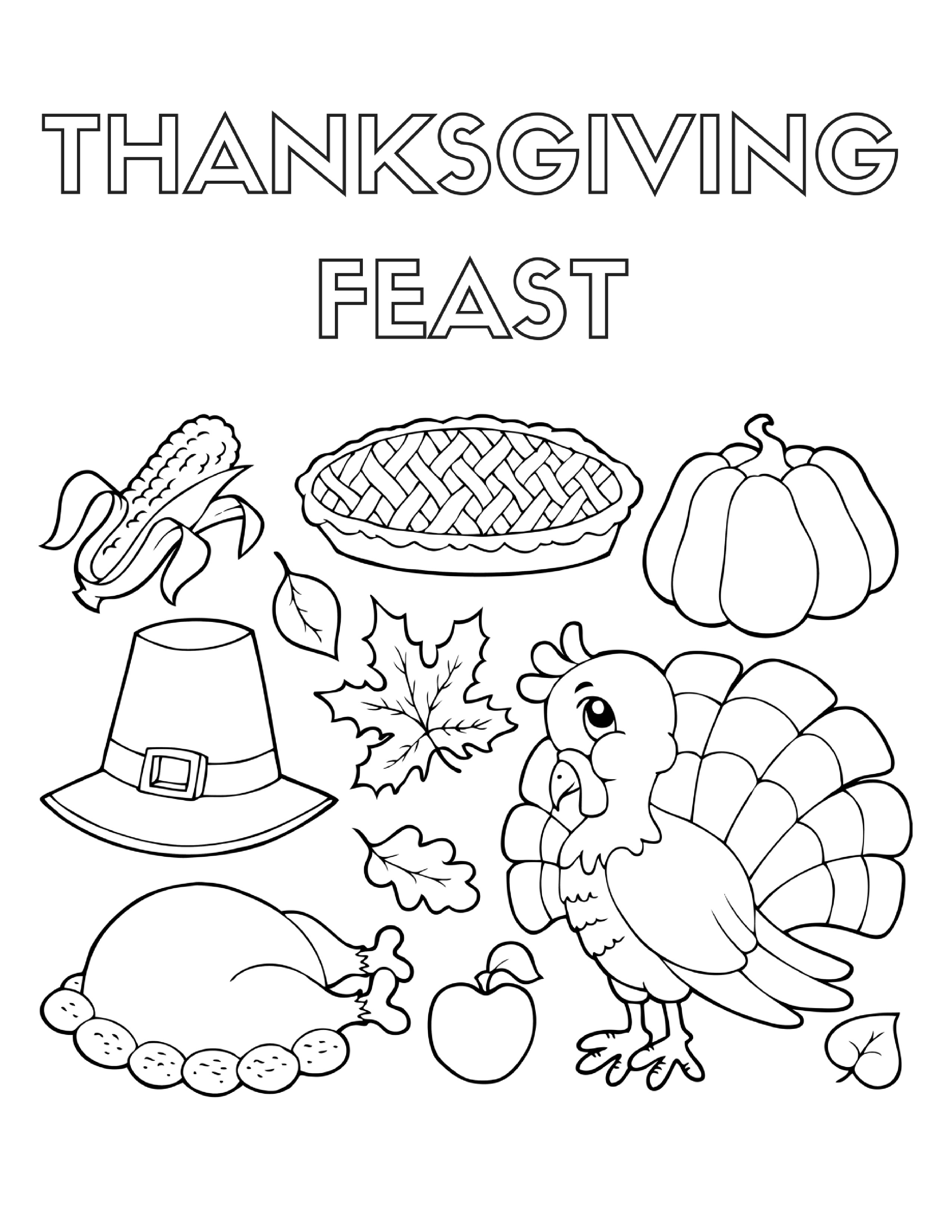 Coloring Book Pages Thanksgiving
 Thanksgiving Feast Coloring Pages – Happy Easter