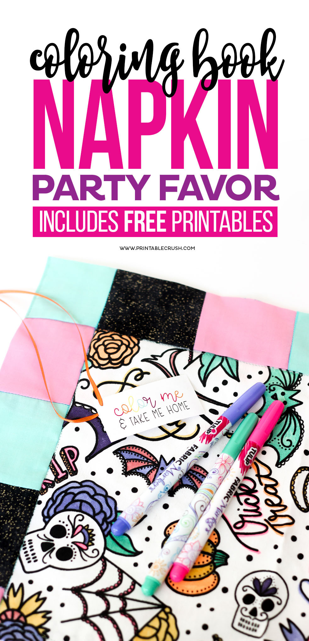 Coloring Book Party Favors
 Coloring Book Napkin Party Favor Idea Printable Crush