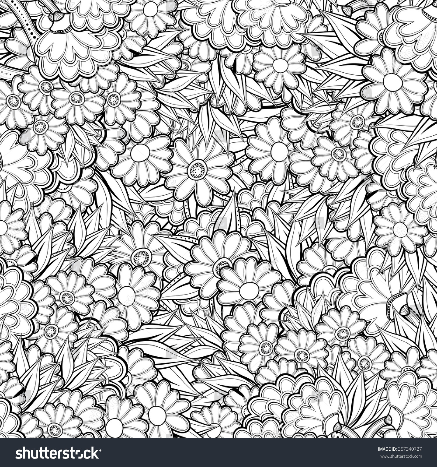 Coloring Pages For Adults Abstract Flowers
 Pattern Abstract Flowers Coloring Book Page Stock Vector