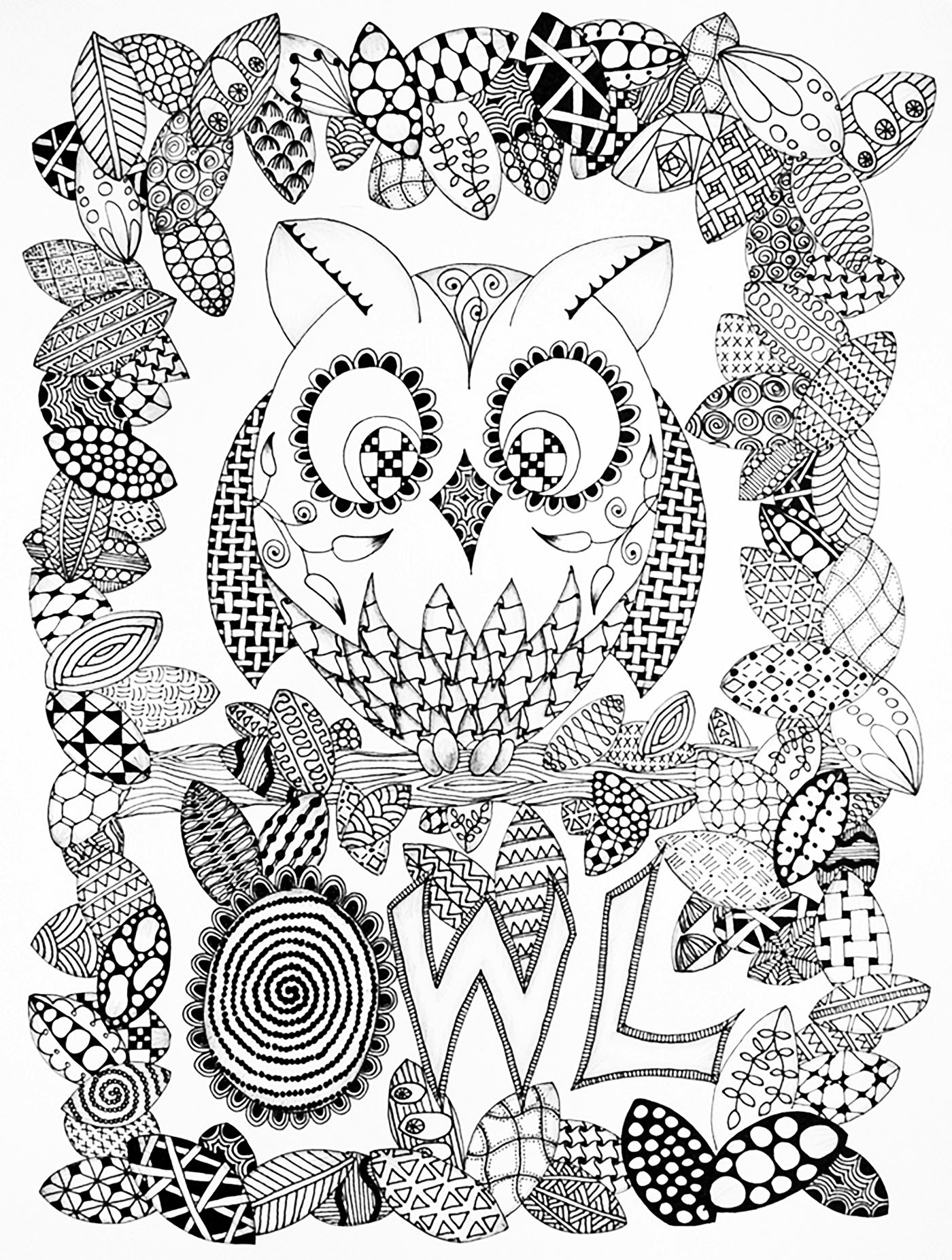 Coloring Pages For Adults Halloween
 Halloween zentangle owl Halloween Adult Coloring Pages