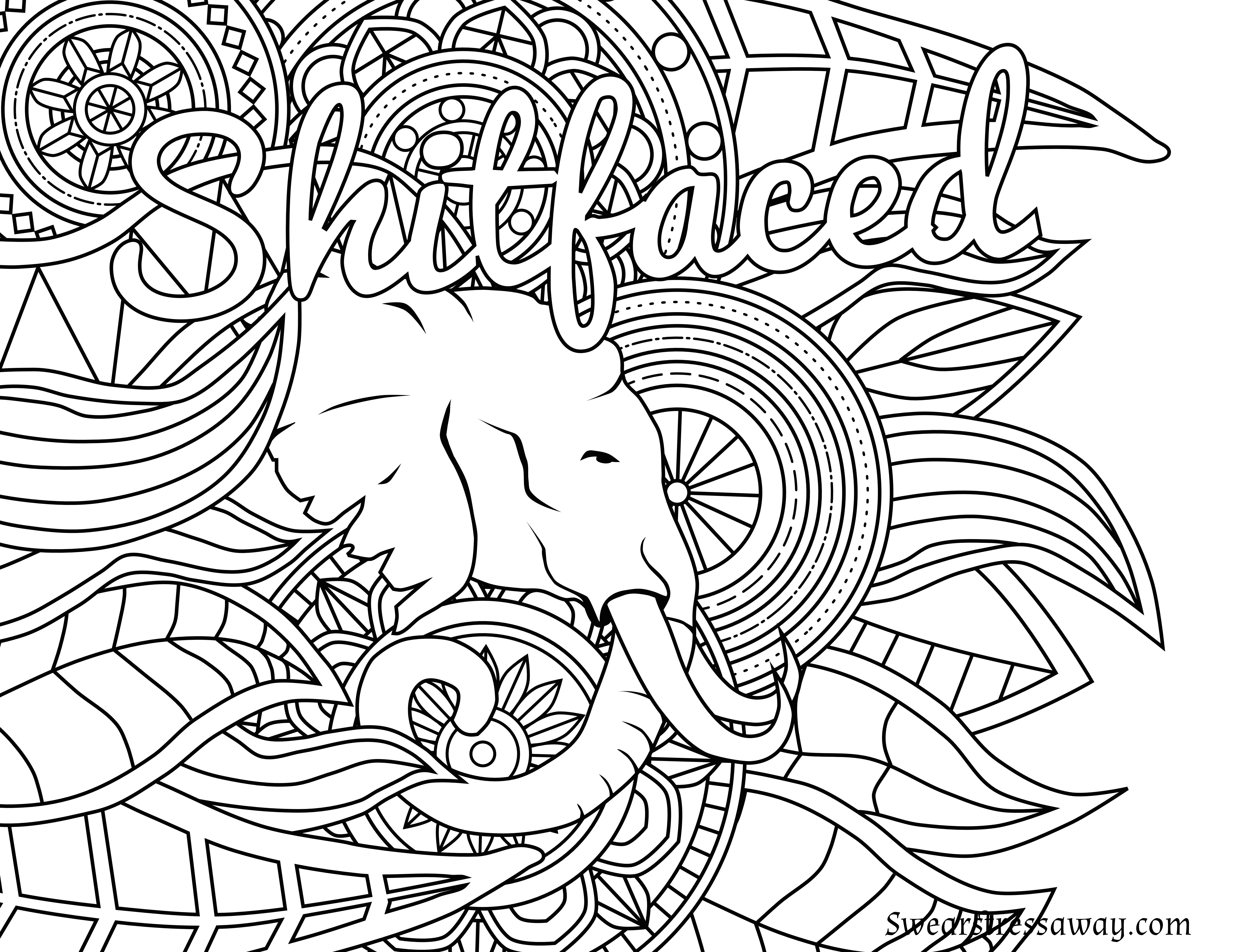 Coloring Pages For Adults Words
 Free Printable Coloring Page Shitfaced Swear Word