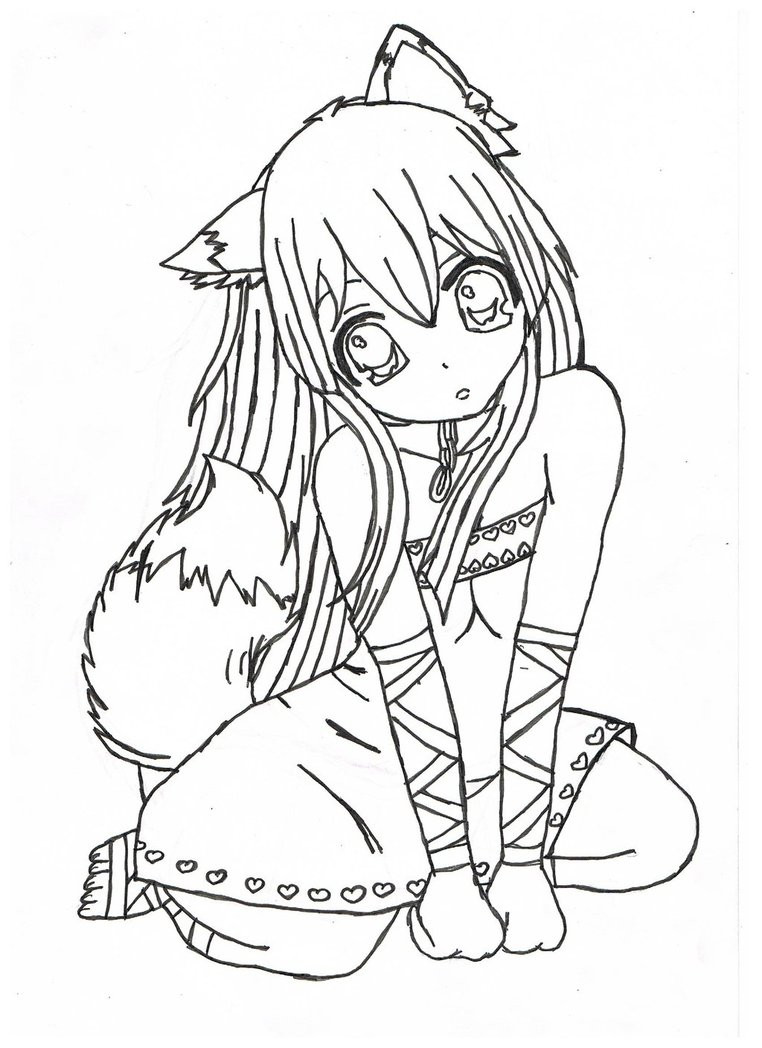 Coloring Pages For Girls 11 And Up Anime Griffens
 anime wolf girl coloring page