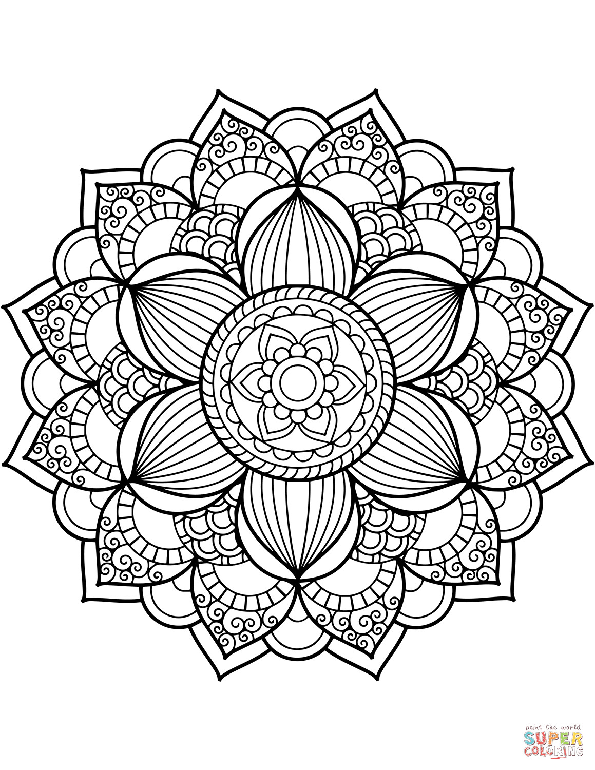 Coloring Pages For Girls Flower Mandala
 Flower Mandala coloring page