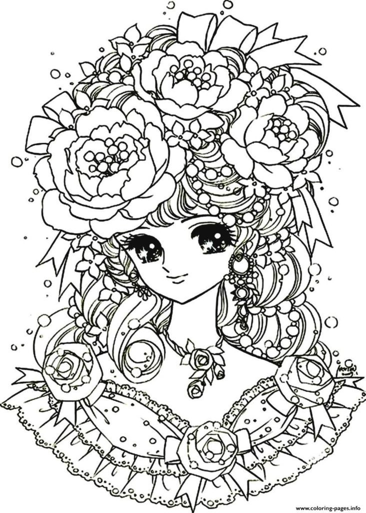Coloring Pages For Girls Flower Mandala
 Coloring Pages Print Adult Back To Childhood Manga Girl