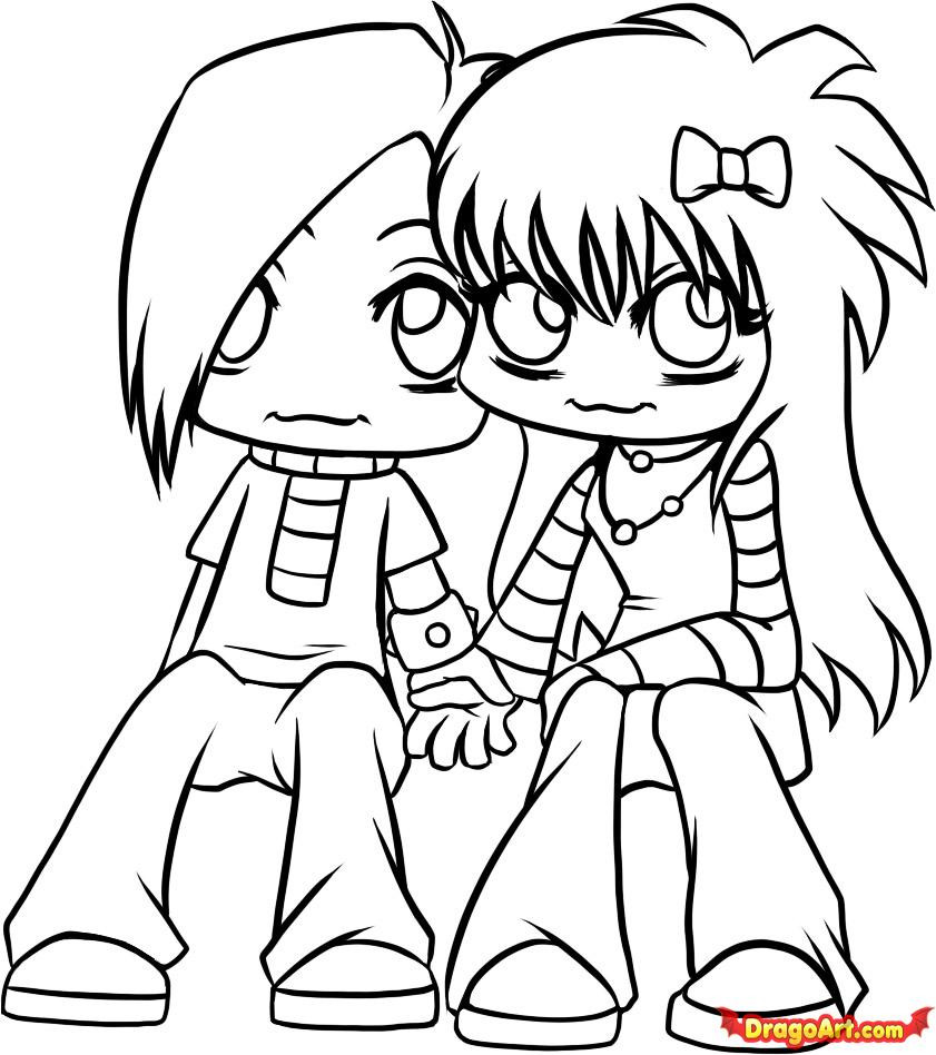 Coloring Pages For Teens Emo Anime
 Emo Love Coloring Pages