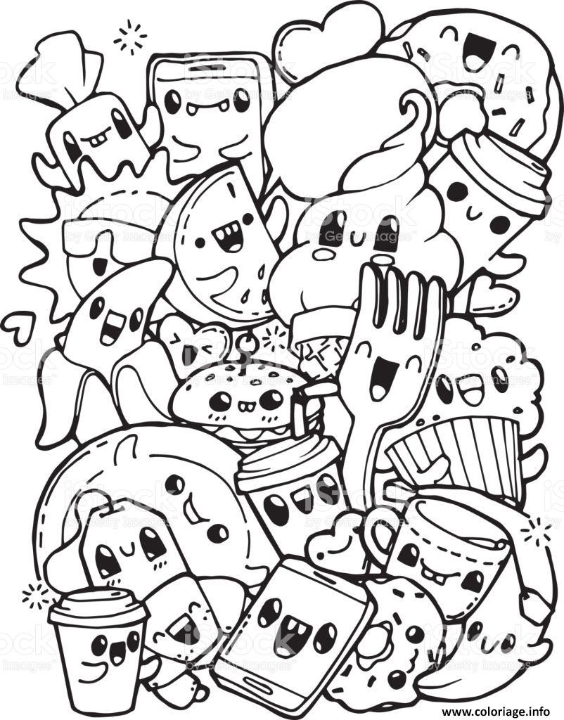 Coloring Pages For Teens Food
 Coloriage kawaii pretty food and cute JeColorie