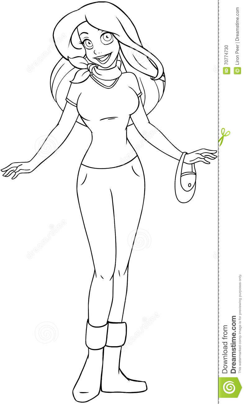 Coloring Pages For Teens Girl In A Bun
 Teenage Girl In TShirt And Pants Coloring Page Stock