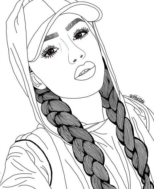 Coloring Pages For Teens Girl In A Bun
 Картинки для срисовки девушки в стиле тумблер