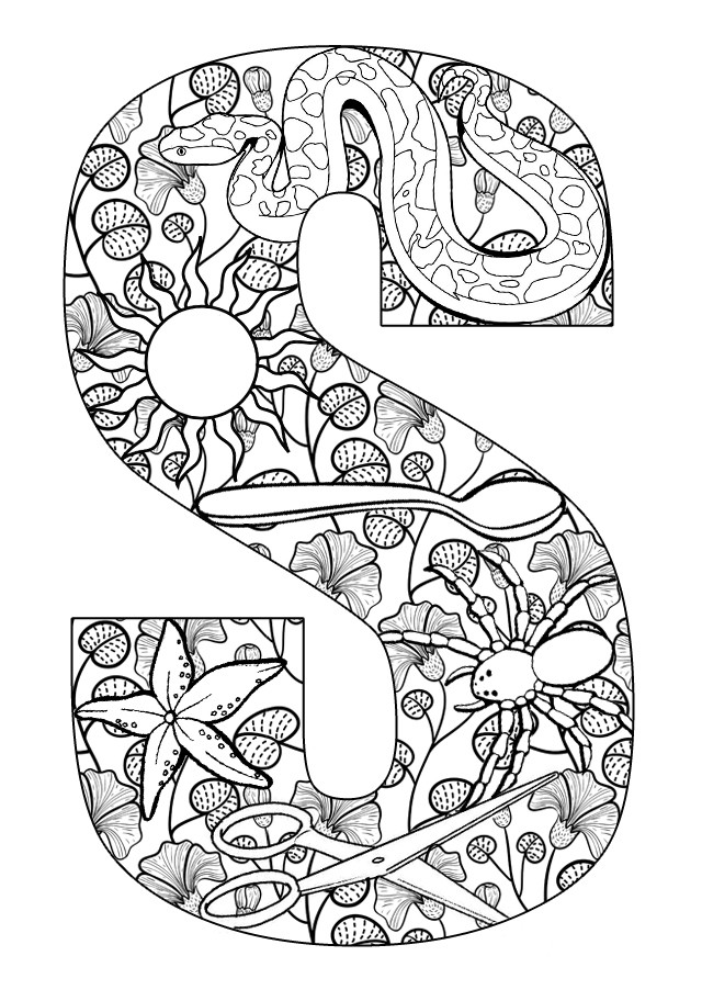 Coloring Pages For Teens Letter E
 Things that start with S Free Printable Coloring Pages