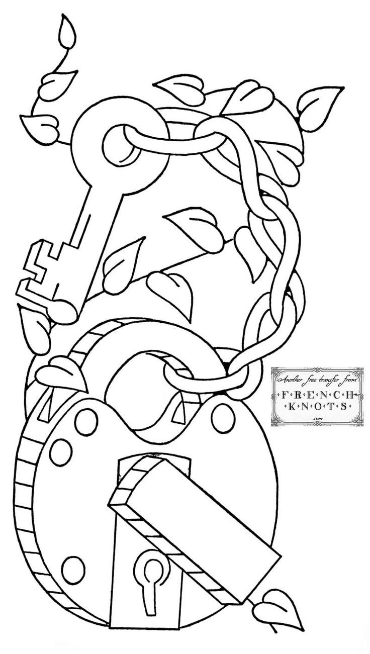 Coloring Pages For Teens Locked Heart
 Lock n Key Black and White Coloring Pages