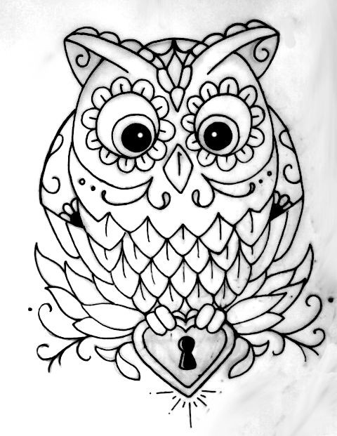 Coloring Pages For Teens Locked Heart
 Owl with lock quilling