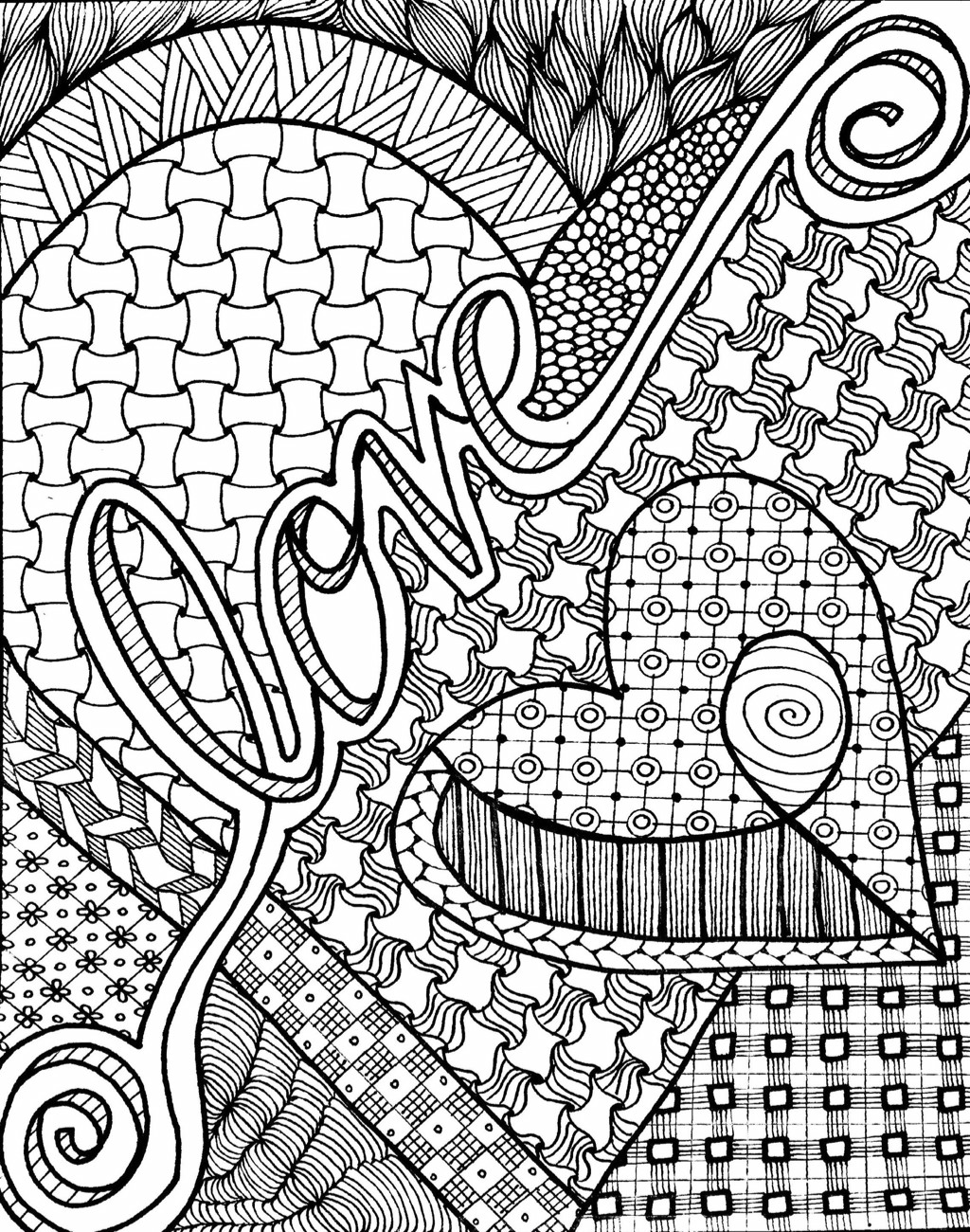 Coloring Pages For Teens Love
 Free zentangle inspired love coloring page for adults or