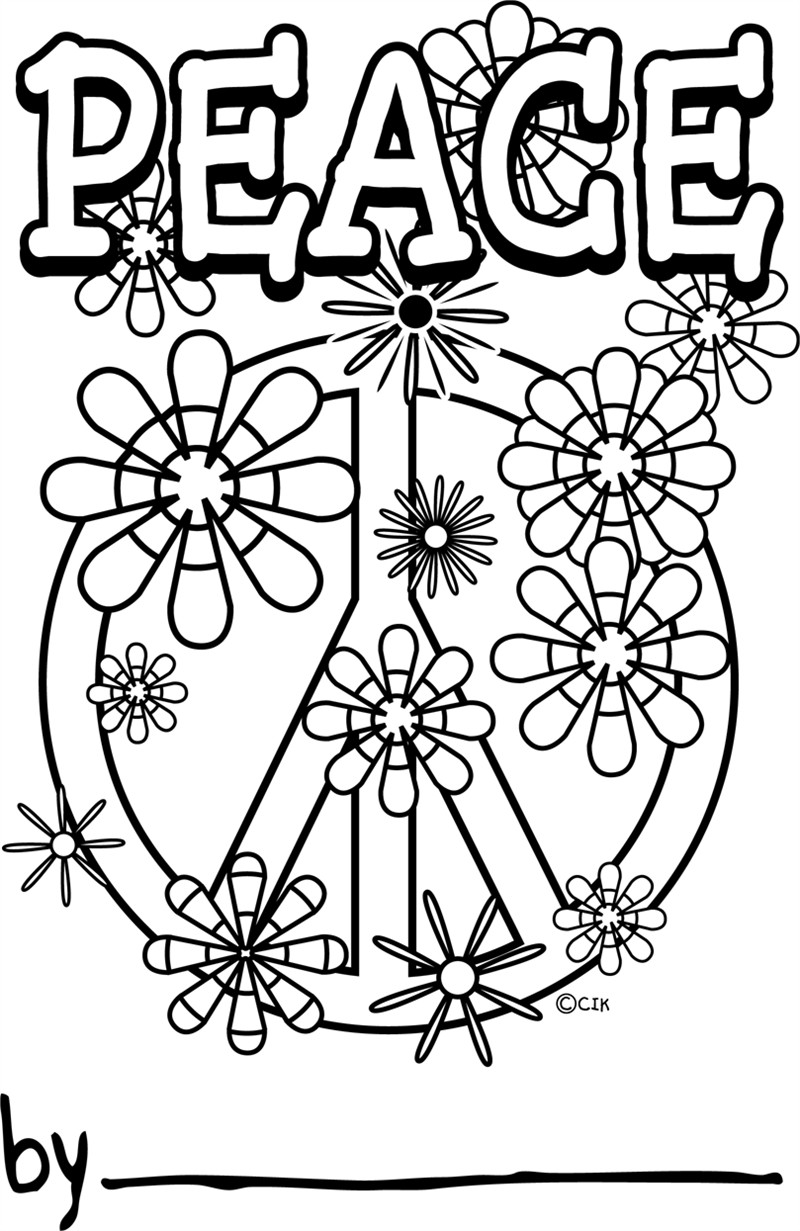 Coloring Pages For Teens Peace Sign
 Cool Hippie Coloring Pages Coloring Home