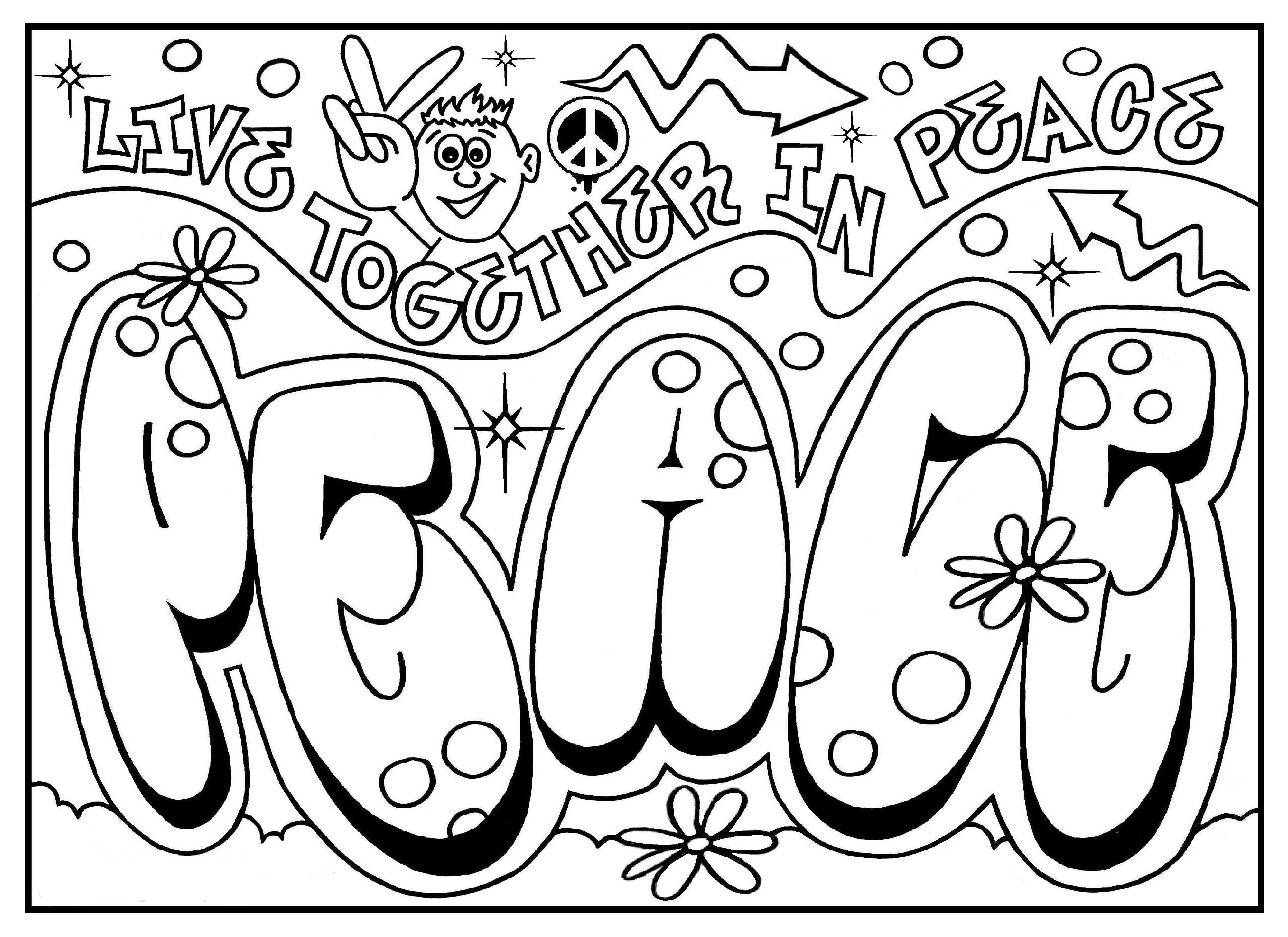 Coloring Pages For Teens Peace Sign
 Coloriage Graffiti à imprimer