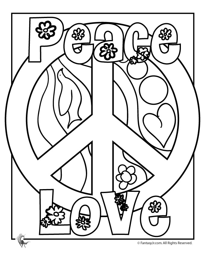 Coloring Pages For Teens Peace Sign
 Flower Power Coloring Pages Flower Coloring Page