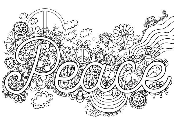 Coloring Pages For Teens Peace Sign
 Peace Adult Coloring Page