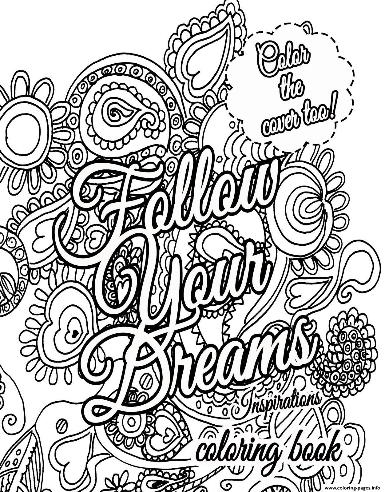 Coloring Pages For Teens Quotes
 Quote About Dream For Adults Coloring Pages Printable
