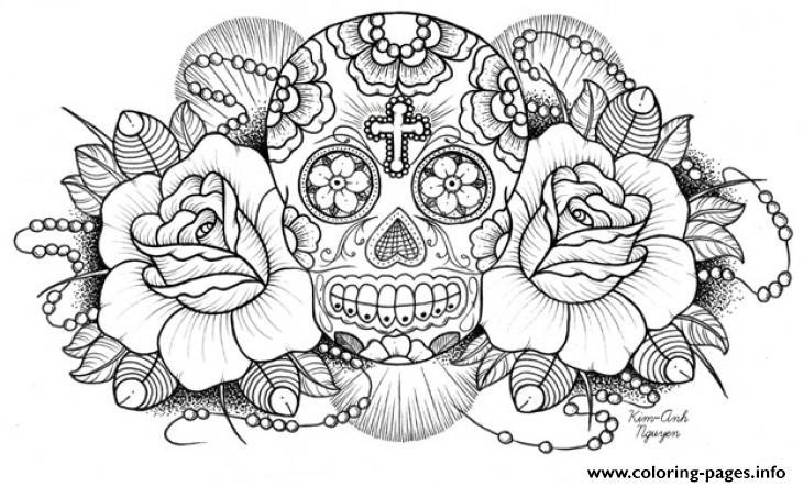 Coloring Pages For Teens Sculls
 Very Difficult Sugar Skull For Adults Coloring Pages Printable