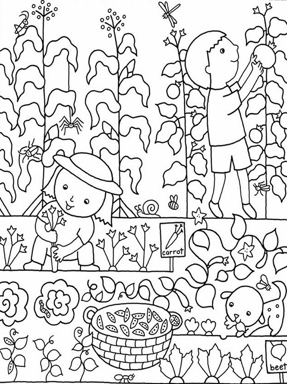 Coloring Pages Garden
 Kids Gardening Coloring Pages Free Colouring to