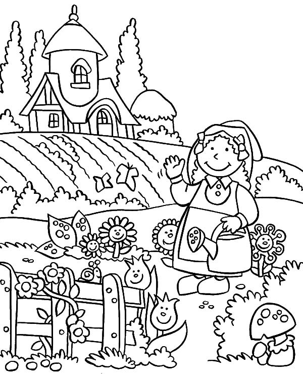 Coloring Pages Garden
 Fairy Garden Drawing at GetDrawings