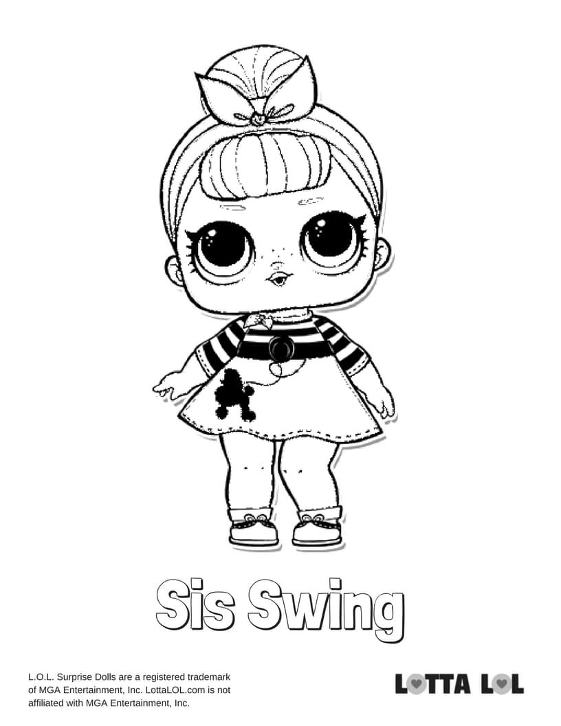 Coloring Pages Lol Dolls
 Sis Swing LOL Surprise Doll Coloring Page
